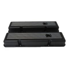 Valve Cover Aluminum Short Black Ball Milled Pair Small Block Chevy 1960-1986