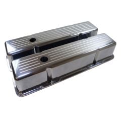 Valve Cover Tall Aluminum Ball-Milled Polished Pair Chevy Small Block 1960-1986