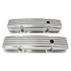 Valve Cover Short Polished Finned Aluminum Pair Small Block Chevrolet 1960-1986