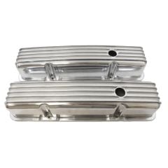 Valve Cover Tall Polished Finned Aluminum Pair Small Block Chevrolet 1960-1986