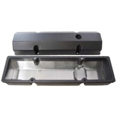 Valve Cover Tall Black Fabricated Aluminum Pair Small Block Chevrolet 1960-1986