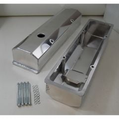 Valve Covers Polished Aluminum Fabricated With Tall Long Bolts Pair For Small Block Engine Chevrolet C10 1960-1986
