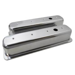 Valve Cover Aluminum Tall Polished Plain Pair Small Block Chevrolet 1987-Up