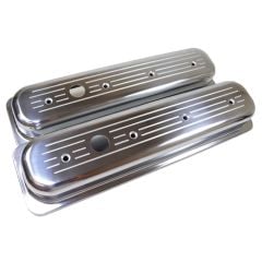 Valve Cover Short Aluminum Polished Ball-Milled Pair Small Block Chevrolet 1987-Up