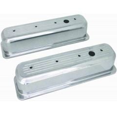 Valve Cover Tall Aluminum Polished Ball-Milled Pair Small Block Chevrolet 1987-Up