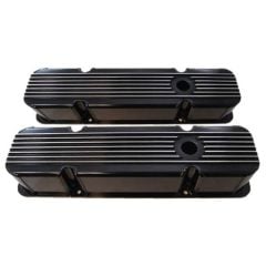 Valve Cover Fabricated Aluminum Finned Black Tall Pair Small Block Chevy 1960-1986