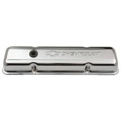 PROFORM Valve Cover Short Chrome-Plated Steel With Embossed Chevrolet Bowtie Logo Chevy Small Block 262 / 283 / 302 / 305 / 307 / 327 / 350 / 400 1955-1986