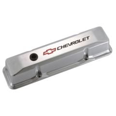 PROFORM Valve Cover Tall Polished Aluminum Pair With Red Chevy Bowtie Logo 262/400 Small Block Chevrolet C10 1955-1986