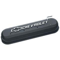 PROFORM Valve Cover Slant-Edge Black Crinkle Aluminum Tall Baffled With Raised Chevrolet Bowtie Logo Pair GM LS