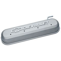 PROFORM Valve Cover Slant-Edge Gray Crinkle Aluminum Tall Baffled With Raised Chevrolet Bowtie Logo Pair GM LS