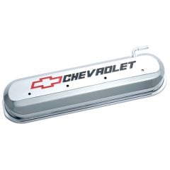 PROFORM Valve Cover Slant-Edge Chrome Aluminum Tall Baffled With Recessed Chevrolet Bowtie Logo Pair GM LS