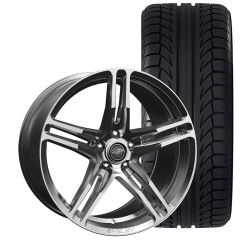 Carroll Shelby Wheel Company CS-14 Wheel And Tire Package 20"x9.5"/20"x11" Chrome Powder Mustang 2005-2023