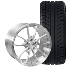 Carroll Shelby Wheel Company CS-21 Forged Wheel And Tire Package 19"x10.5"/19"x11" Brushed Aluminum With Gloss Clear Set GT350/GT350R Mustang 2015-2020