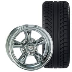 American Racing Polished 17"X7" Torq-Thrust II Wheel/ Tire Package Mustang 65-73