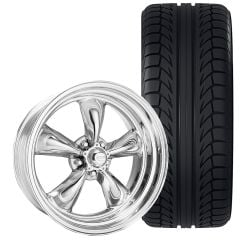 American Racing Torq-Thrust II 17"X7"/17"X8" Wheel/ Tire Package Mustang 65-73 Polished