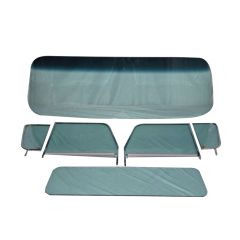 Complete Glass Kit 6-Piece Green Tint With Shaded Windshield And Chrome Frames For Small Rear Window Chevrolet C10 1960-1963