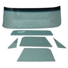 Complete Glass Kit 6-Piece Green Tint With Shaded Windshield For Small Rear Window Chevrolet C10 1968-1972
