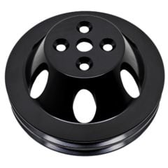 CJ Classic Trucks Water Pump Pulley 2-Groove Aluminum Black Small Block Chevrolet 1960-1968