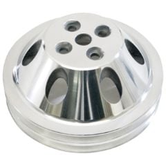 CJ Classic Trucks Water Pump Pulley 2-Groove Aluminum Polished Small Block Chevrolet 1960-1968