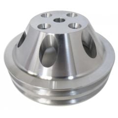 CJ Classic Trucks 2-Groove Water Pump Pulley Aluminum Satin For Long Water Pump Small Block Chevrolet 1969-1985