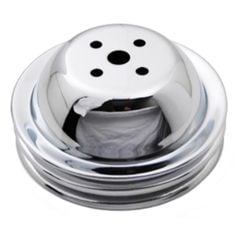 CJ Classic Trucks 2-Groove Water Pump Pulley Steel Chrome For Short Water Pump Big Block Chevrolet 1965-1968