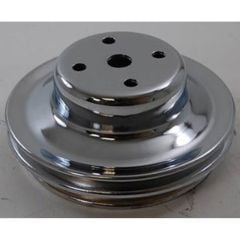 CJ Classic Trucks 2-Groove Water Pump Pulley Steel Chrome For Long Water Pump Big Block Chevrolet 1969 And Up