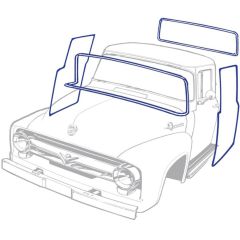 Cab Weatherstrip Kit With Groove For Windshield Chrome F-100 1956
