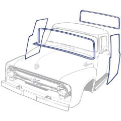 Cab Weatherstrip Kit With Grooves For Windshield And Rear Glass Chrome F-100 1956