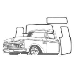 Weatherstrip Kit w/o Groove For Chrome Trim With Small Rear Window F-100 61-66
