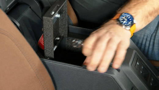 Securing Roush vault top plate onto vault frame in center console
