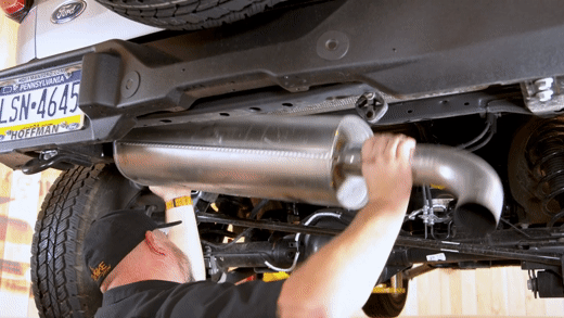 Removing 6th gen Bronco's muffler from over-axle pipe