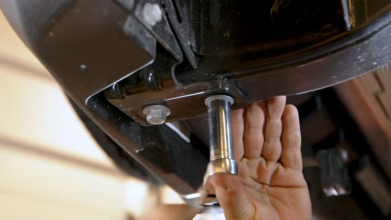 Removing 6th gen Bronco's tow hook bolts from under bumper