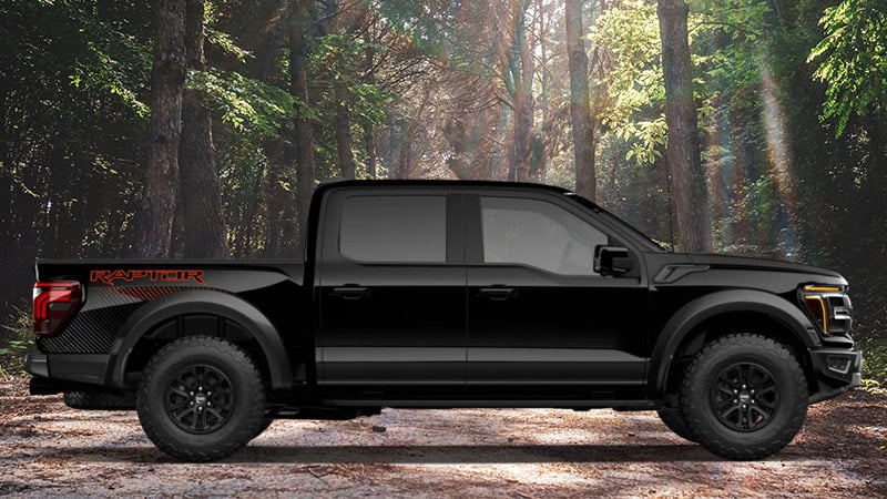 A black Ford F150 painted Agate Black Metallic