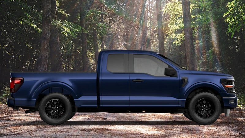 A Ford F150 painted Argon Blue Metallic