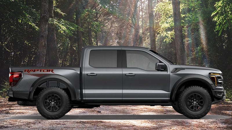 A dark gray metallic Ford F150