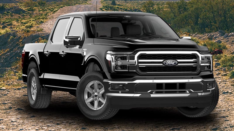 A black Ford F150 painted Agate Black Metallic
