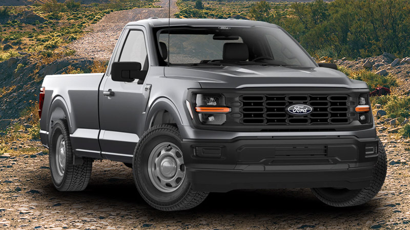 A dark gray metallic Ford F150