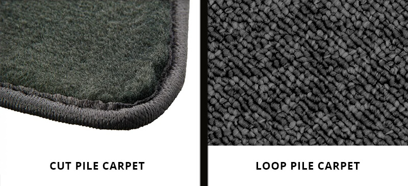 Left side shows cut pile, right shows loop pile