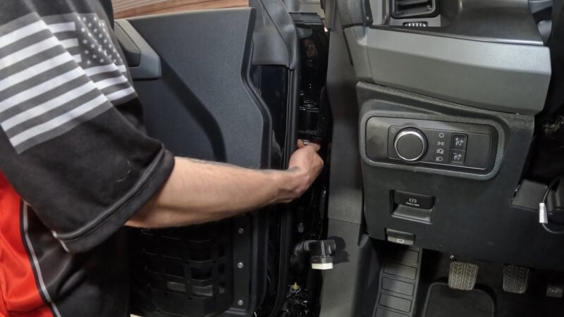 Reinstalling upper and lower door bolts on a modern Ford Bronco