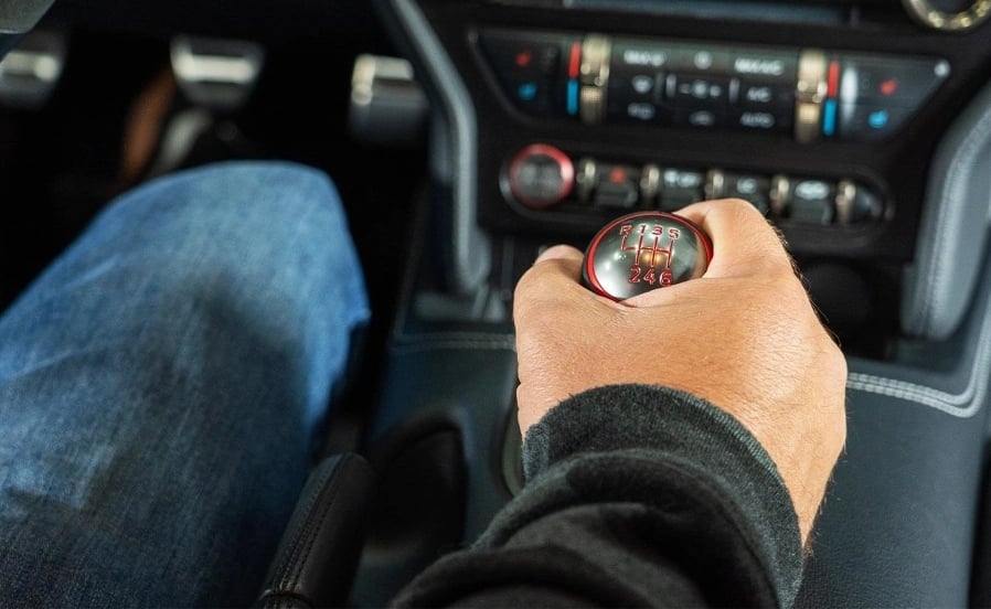 Shift Stick In a Ford Mustang Interior