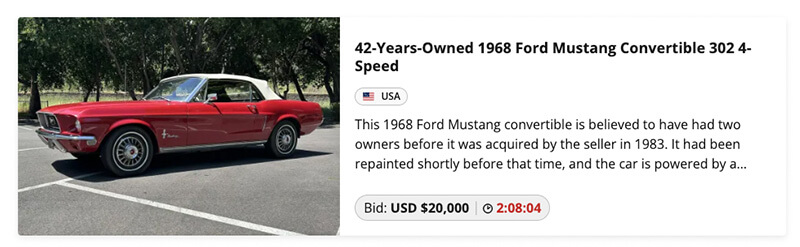 A screenshot of an auction listing on the website BringATrailer