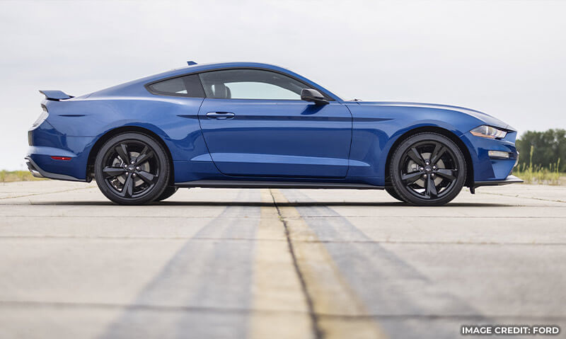 Side view of stealth package showing spoiler height and wheels